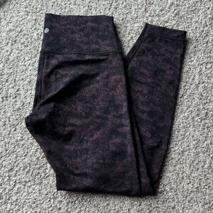 EUC! Lululemon leggings size 10 28” inseam black and purple pattern